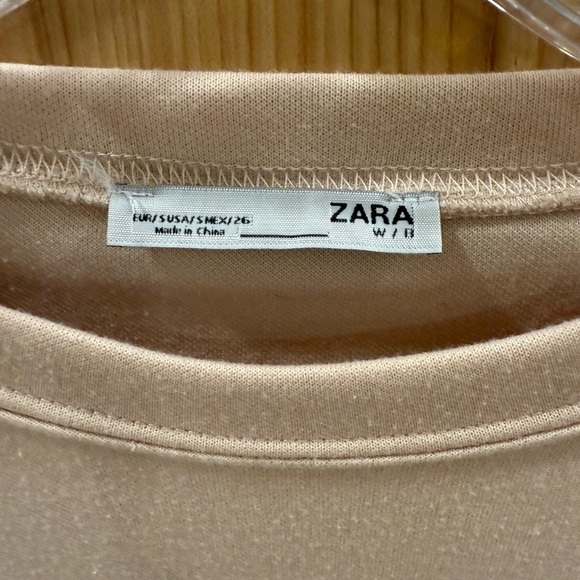 Zara Pinkish Cream Off White Oversized Sweatshirt Top Faux Fur Drop Shoulder - Picture 6 of 11